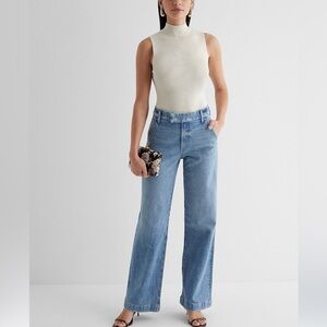 Express High-Waisted Medium Wash Wide Leg Jeans